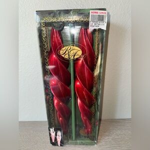 Metallic Feather tapers 12” Red *new Robert Alan candle company